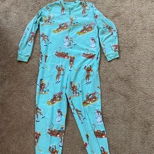 Adult fleece onesie sock monkey